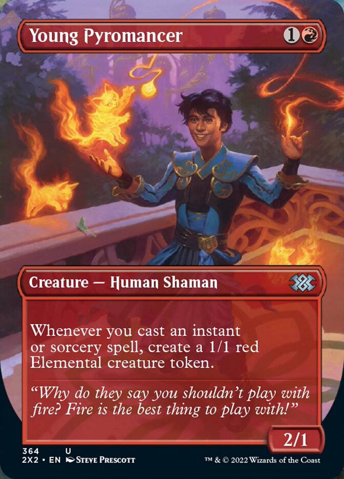 Young Pyromancer (Borderless Alternate Art) [Double Masters 2022] | Arkham Games and Comics