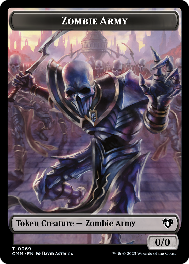 Human Warrior // Zombie Army Double-Sided Token [Commander Masters Tokens] | Arkham Games and Comics