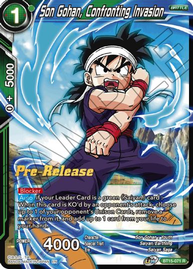 Son Gohan, Confronting Invasion (BT15-071) [Saiyan Showdown Prerelease Promos] | Arkham Games and Comics