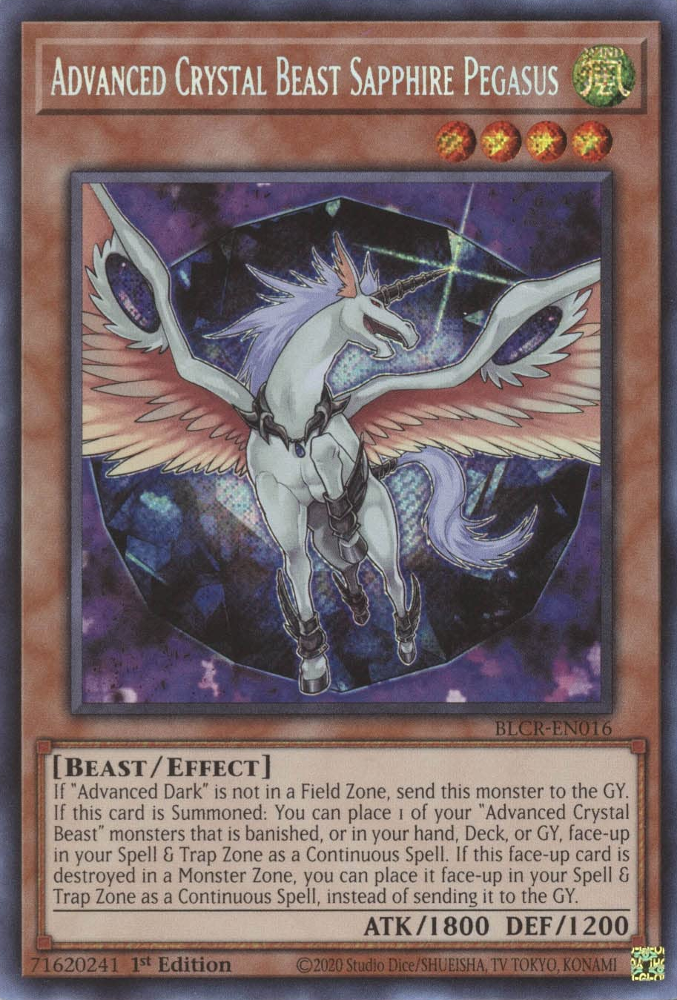 Advanced Crystal Beast Sapphire Pegasus [BLCR-EN016] Secret Rare | Arkham Games and Comics