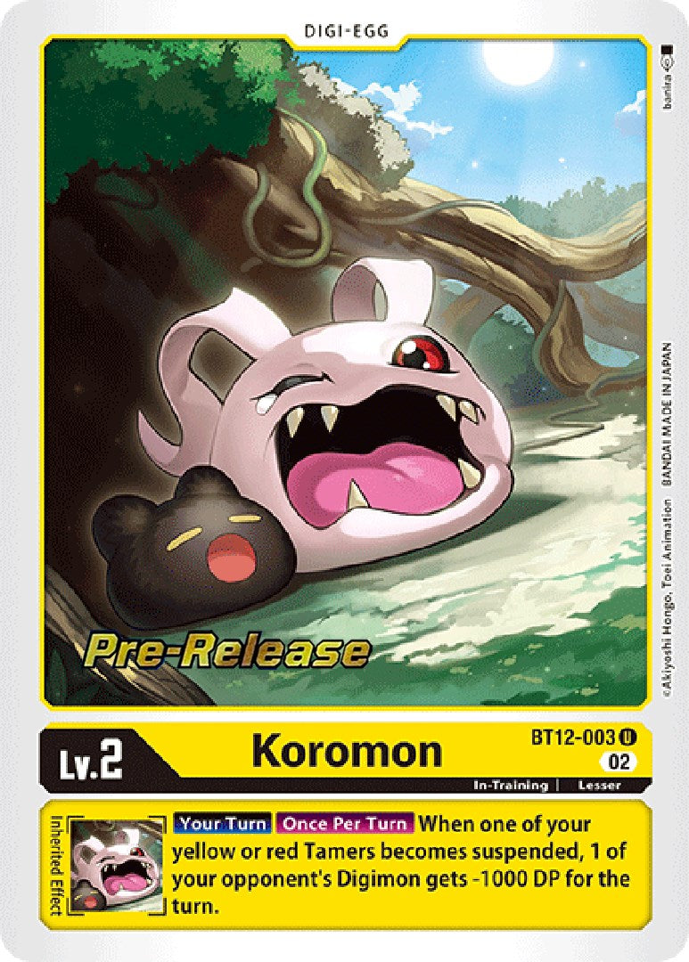 Koromon [BT12-003] [Across Time Pre-Release Cards] | Arkham Games and Comics