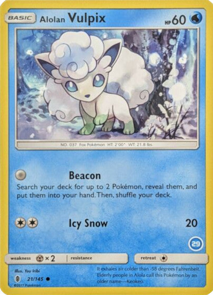 Alolan Vulpix (21/145) (Deck Exclusive #29) [Sun & Moon: Trainer Kit - Alolan Ninetales] | Arkham Games and Comics