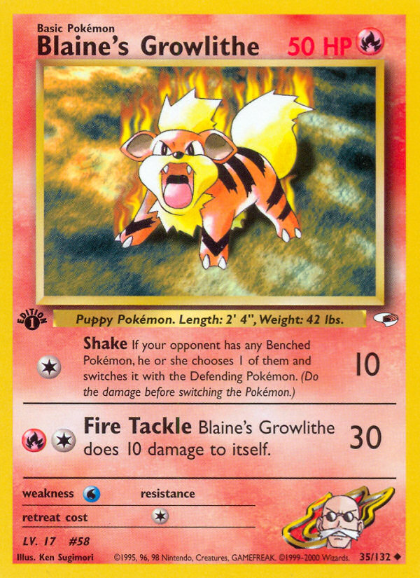 Blaine's Growlithe (35/132) [Gym Heroes 1st Edition] | Arkham Games and Comics