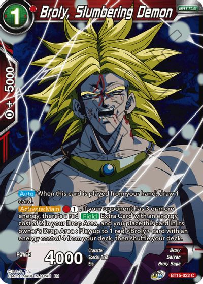 Broly, Slumbering Demon (BT15-022) [Saiyan Showdown] | Arkham Games and Comics