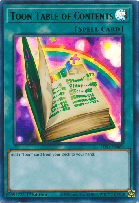 Toon Table of Contents (Green) [LDS1-EN069] Ultra Rare | Arkham Games and Comics