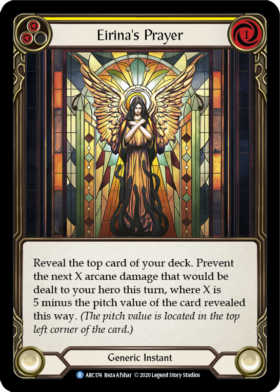 Eirina's Prayer (Yellow) [U-ARC174] (Arcane Rising Unlimited)  Unlimited Rainbow Foil | Arkham Games and Comics