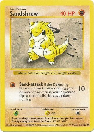 Sandshrew (62/102) [Base Set Shadowless Unlimited] | Arkham Games and Comics