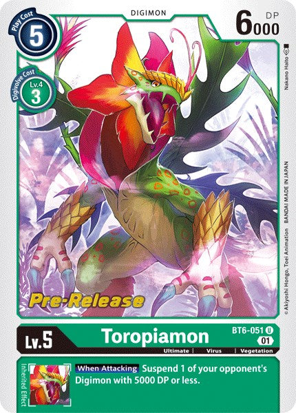 Toropiamon [BT6-051] [Double Diamond Pre-Release Cards] | Arkham Games and Comics