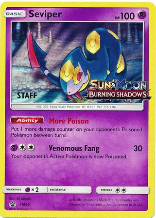 Seviper (SM46) (Staff Prerelease Promo) [Sun & Moon: Black Star Promos] | Arkham Games and Comics