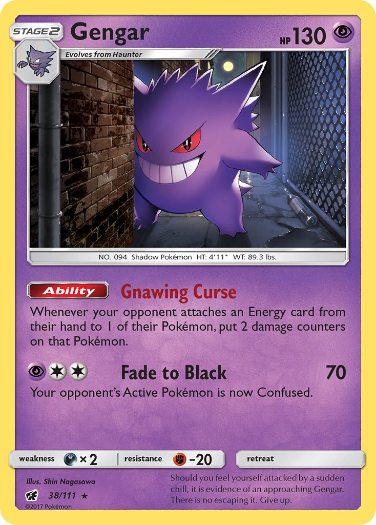 Gengar (38/111) (Prerelease Kit Exclusive) (Theme Deck Exclusive) [Sun & Moon: Crimson Invasion] | Arkham Games and Comics