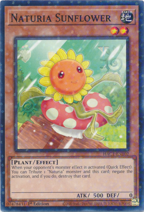 Naturia Sunflower (Duel Terminal) [HAC1-EN102] Parallel Rare | Arkham Games and Comics