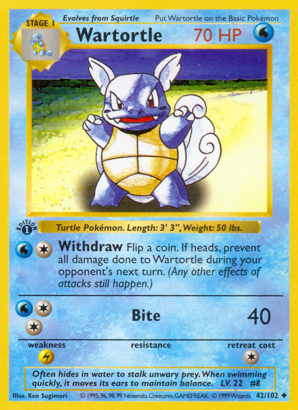 Wartortle (42/102) (Shadowless) [Base Set 1st Edition] | Arkham Games and Comics