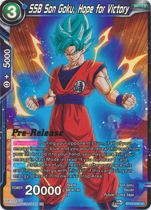 SSB Son Goku, Hope for Victory (BT10-036) [Rise of the Unison Warrior Prerelease Promos] | Arkham Games and Comics