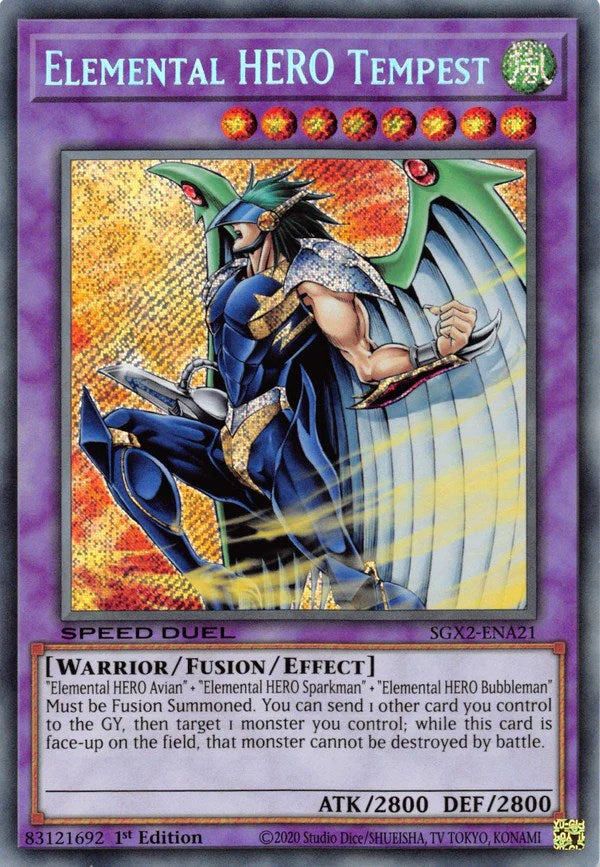 Elemental HERO Tempest [SGX2-ENA21] Secret Rare | Arkham Games and Comics