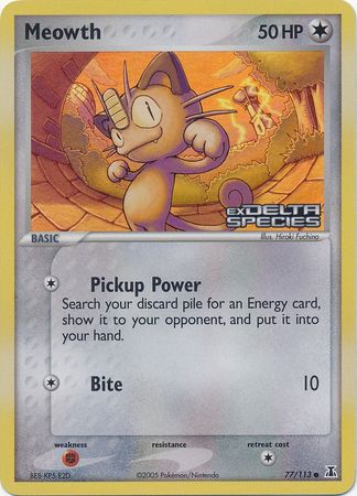 Meowth (77/113) (Stamped) [EX: Delta Species] | Arkham Games and Comics