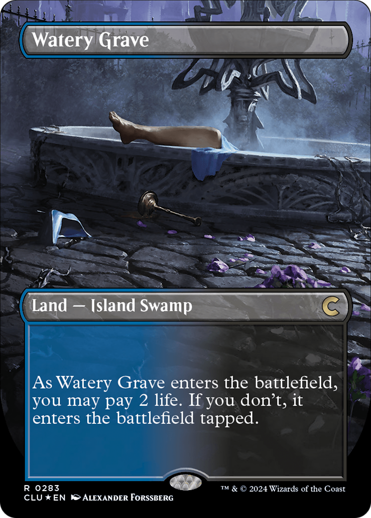 Watery Grave (Borderless) [Ravnica: Clue Edition] | Arkham Games and Comics