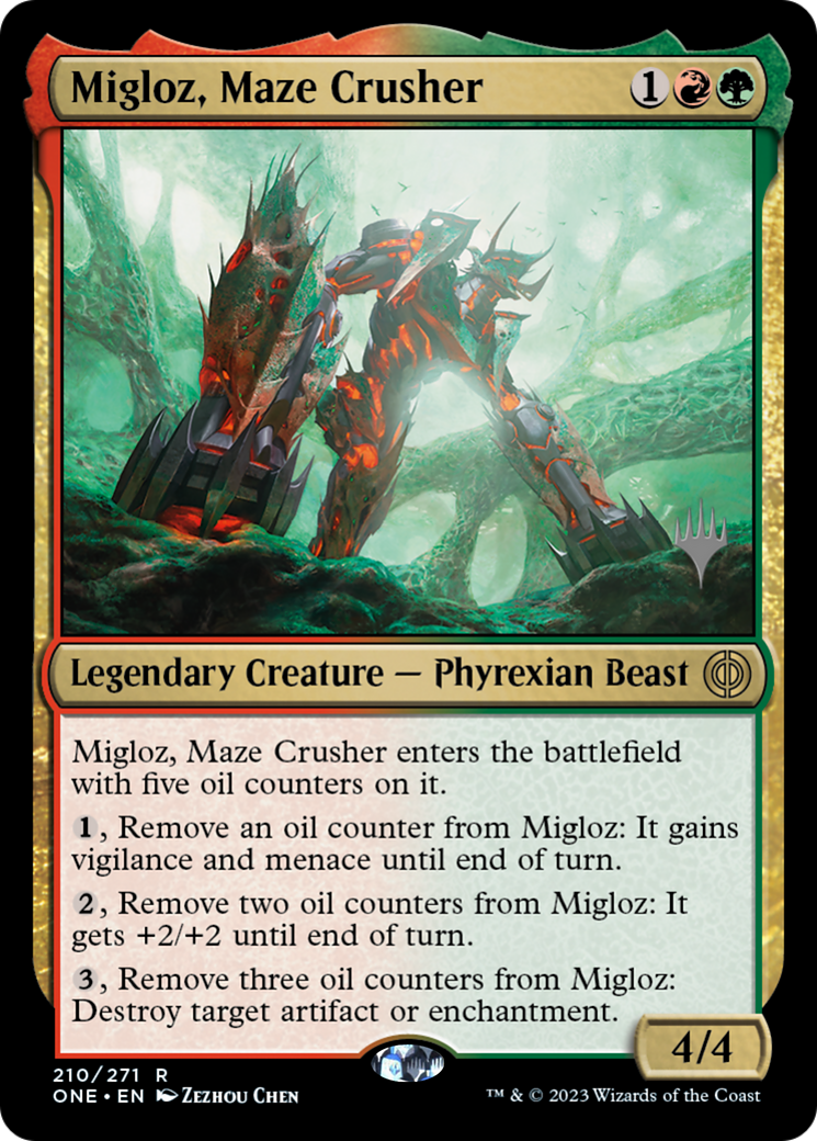 Migloz, Maze Crusher (Promo Pack) [Phyrexia: All Will Be One Promos] | Arkham Games and Comics