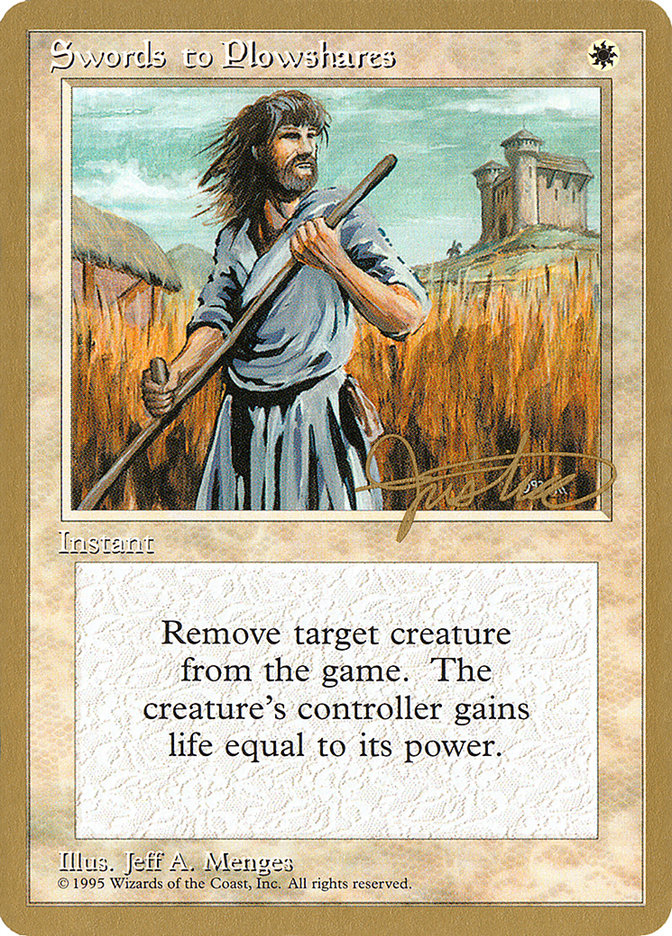 Swords to Plowshares (Mark Justice) [Pro Tour Collector Set] | Arkham Games and Comics