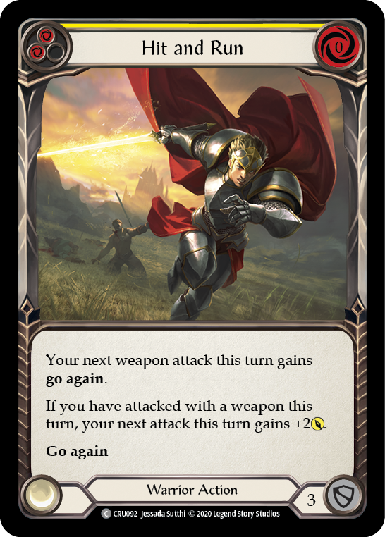 Hit and Run (Yellow) [CRU092] (Crucible of War)  1st Edition Rainbow Foil | Arkham Games and Comics