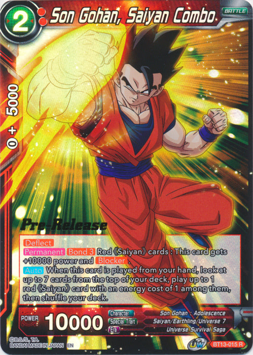 Son Gohan, Saiyan Combo (BT13-015) [Supreme Rivalry Prerelease Promos] | Arkham Games and Comics