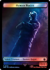 Human Rogue // Dinosaur Double-Sided Token (Surge Foil) [Doctor Who Tokens] | Arkham Games and Comics