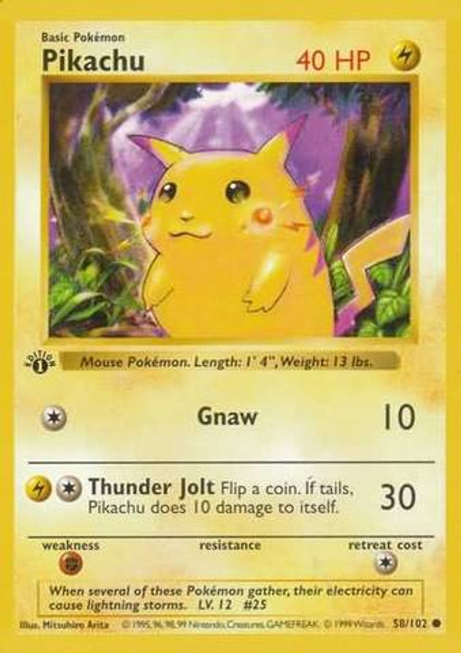 Pikachu (58/102) (Red Cheeks Misprint) [Base Set 1st Edition] | Arkham Games and Comics