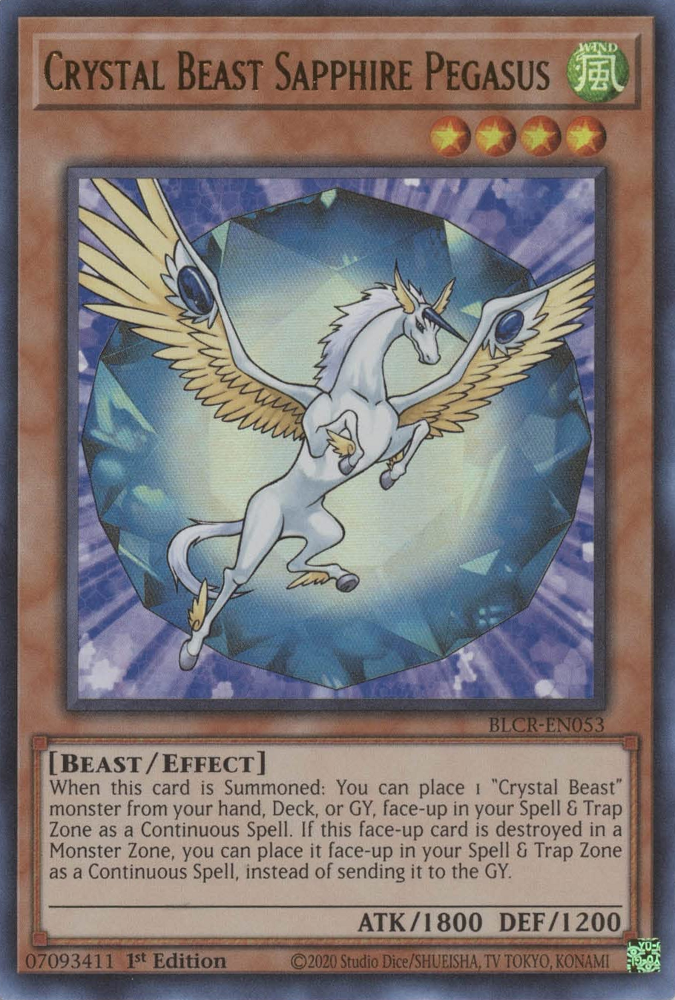 Crystal Beast Sapphire Pegasus [BLCR-EN053] Ultra Rare | Arkham Games and Comics