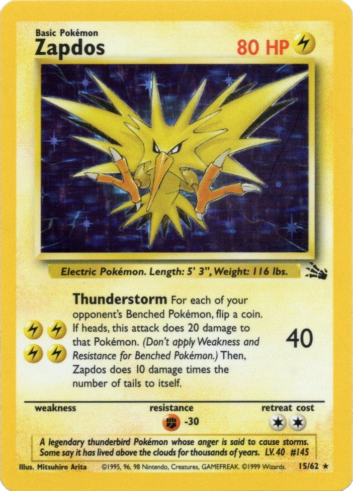 Zapdos (15/62) [Fossil Unlimited] | Arkham Games and Comics
