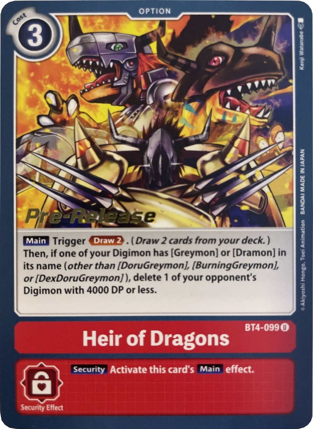 Heir of Dragons [BT4-099] [Great Legend Pre-Release Promos] | Arkham Games and Comics