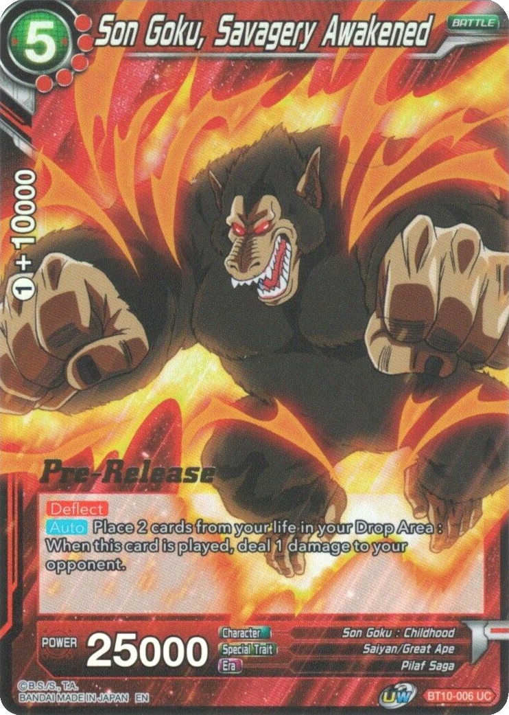 Son Goku, Savagery Awakened (BT10-006) [Rise of the Unison Warrior Prerelease Promos] | Arkham Games and Comics