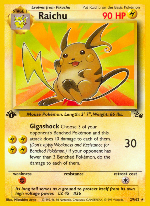 Raichu (29/62) [Fossil 1st Edition] | Arkham Games and Comics