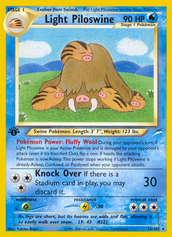 Light Piloswine (26/105) [Neo Destiny 1st Edition] | Arkham Games and Comics