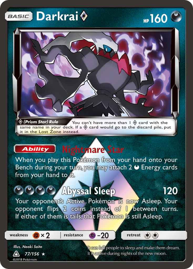 Darkrai (77/156) (Prism Star) [Sun & Moon: Ultra Prism] | Arkham Games and Comics