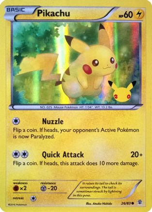 Pikachu (26/83) (20th Anniversary) [XY: Generations] | Arkham Games and Comics