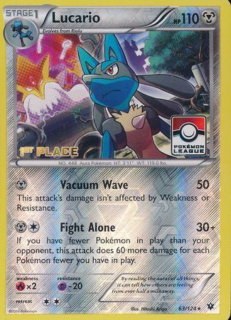 Lucario (63/124) (League Promo 1st Place) [XY: Fates Collide] | Arkham Games and Comics