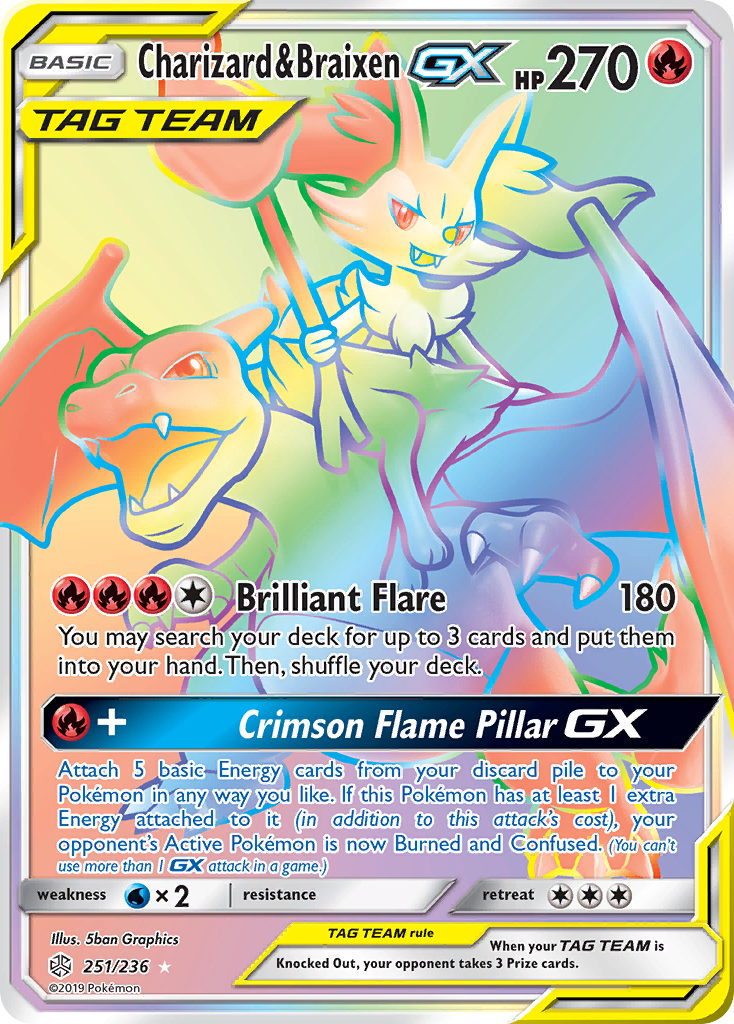 Charizard & Braixen GX (251/236) [Sun & Moon: Cosmic Eclipse] | Arkham Games and Comics