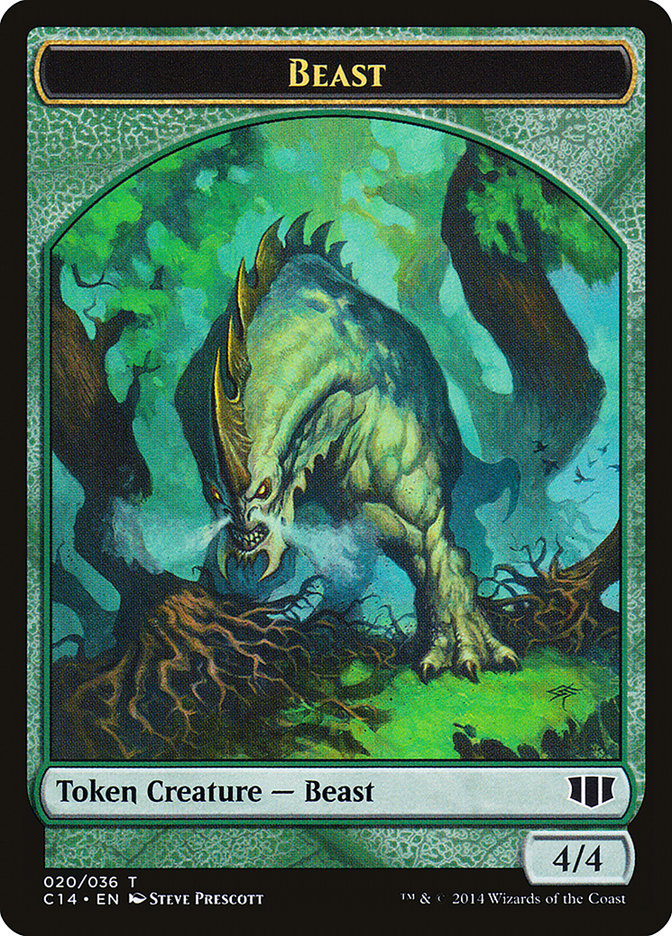 Elf Druid // Beast (020/036) Double-sided Token [Commander 2014 Tokens] | Arkham Games and Comics
