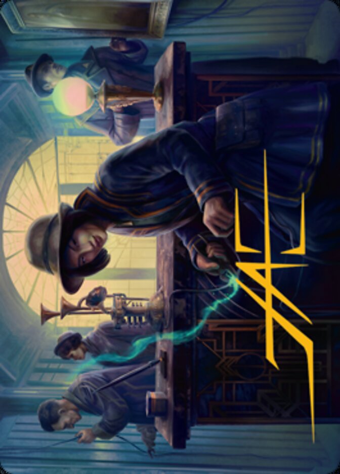 Wiretapping Art Card (Gold-Stamped Signature) [Streets of New Capenna Art Series] | Arkham Games and Comics