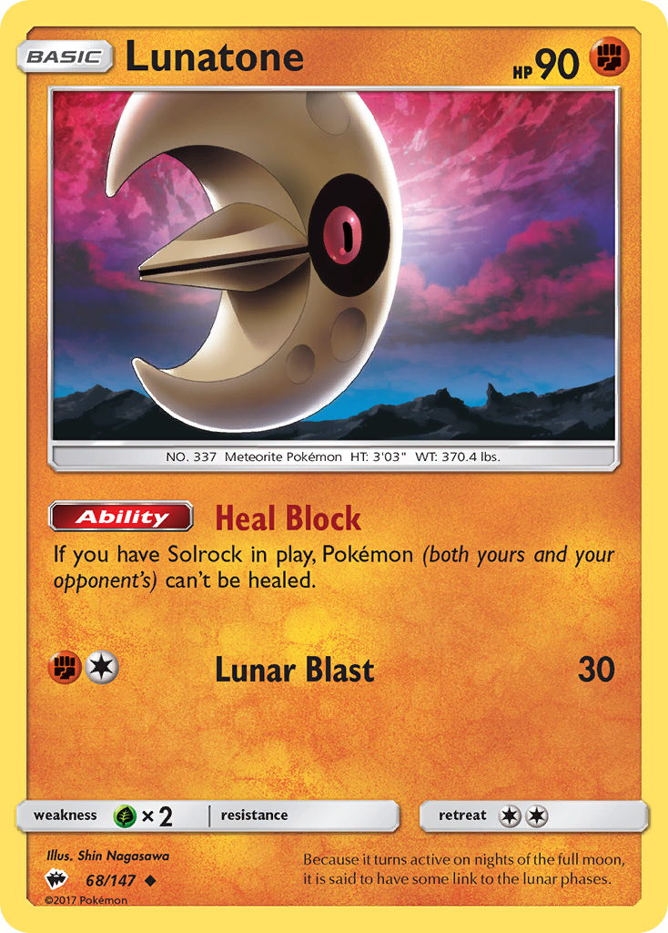 Lunatone (68/147) [Sun & Moon: Burning Shadows] | Arkham Games and Comics