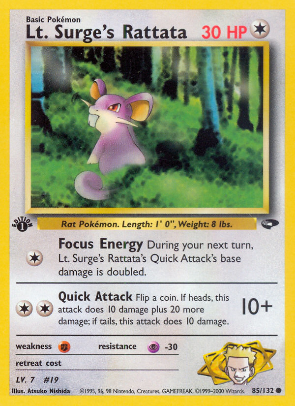 Lt. Surge's Rattata (85/132) [Gym Challenge 1st Edition] | Arkham Games and Comics