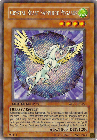 Crystal Beast Sapphire Pegasus [CT04-EN002] Secret Rare | Arkham Games and Comics