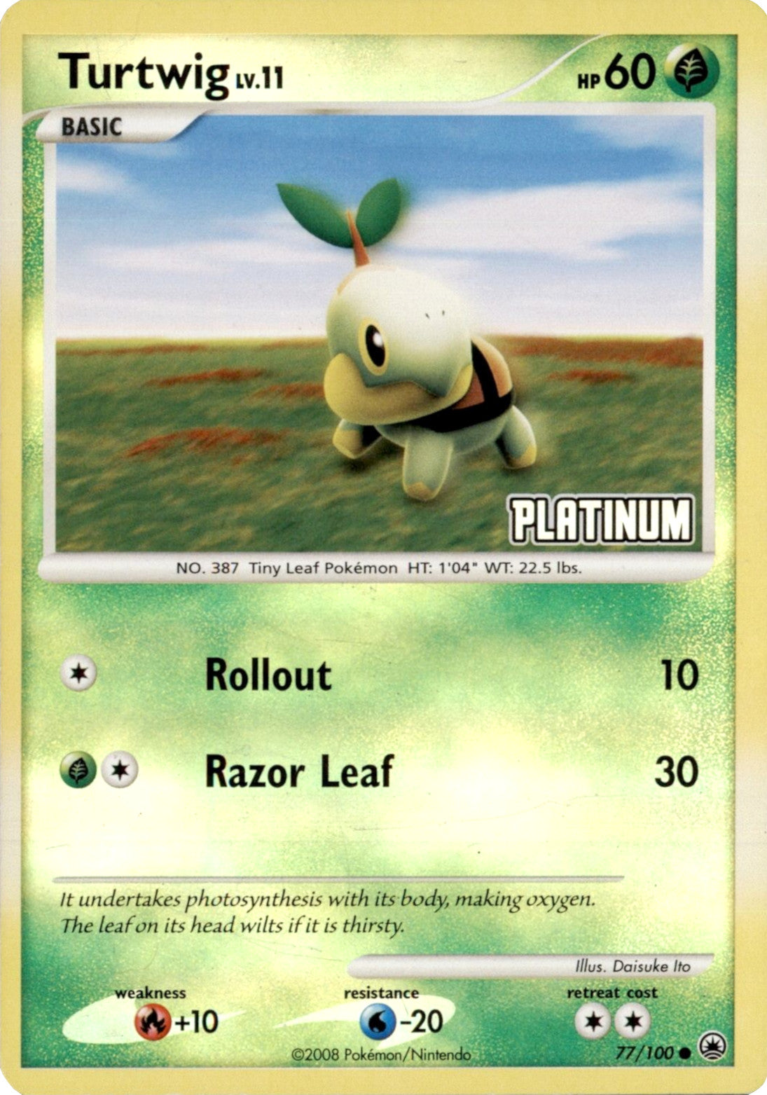 Turtwig LV.11 (77/100) (Platinum) [Burger King Promos: 2008 Collection] | Arkham Games and Comics