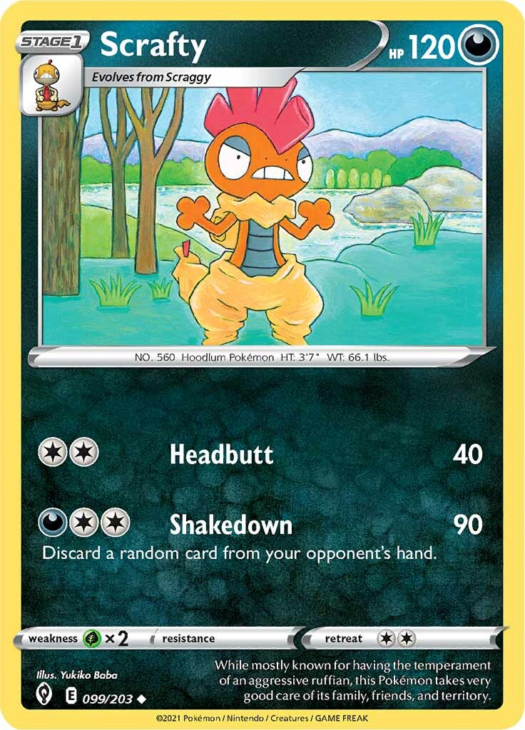 Scrafty (099/203) [Sword & Shield: Evolving Skies] | Arkham Games and Comics