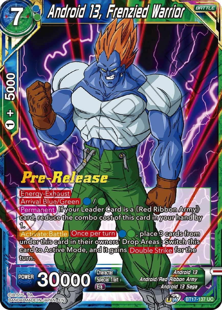 Android 13, Frenzied Warrior (BT17-137) [Ultimate Squad Prerelease Promos] | Arkham Games and Comics