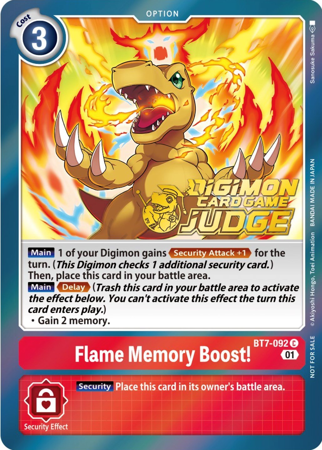 Flame Memory Boost! [BT7-092] (Judge Pack 3) [Next Adventure Promos] | Arkham Games and Comics