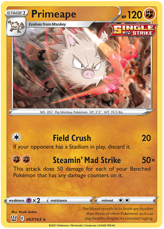 Primeape (067/163) [Sword & Shield: Battle Styles] | Arkham Games and Comics