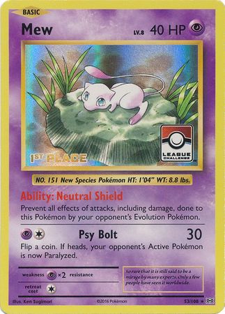 Mew (53/108) (League Promo 1st Place) [XY: Evolutions] | Arkham Games and Comics