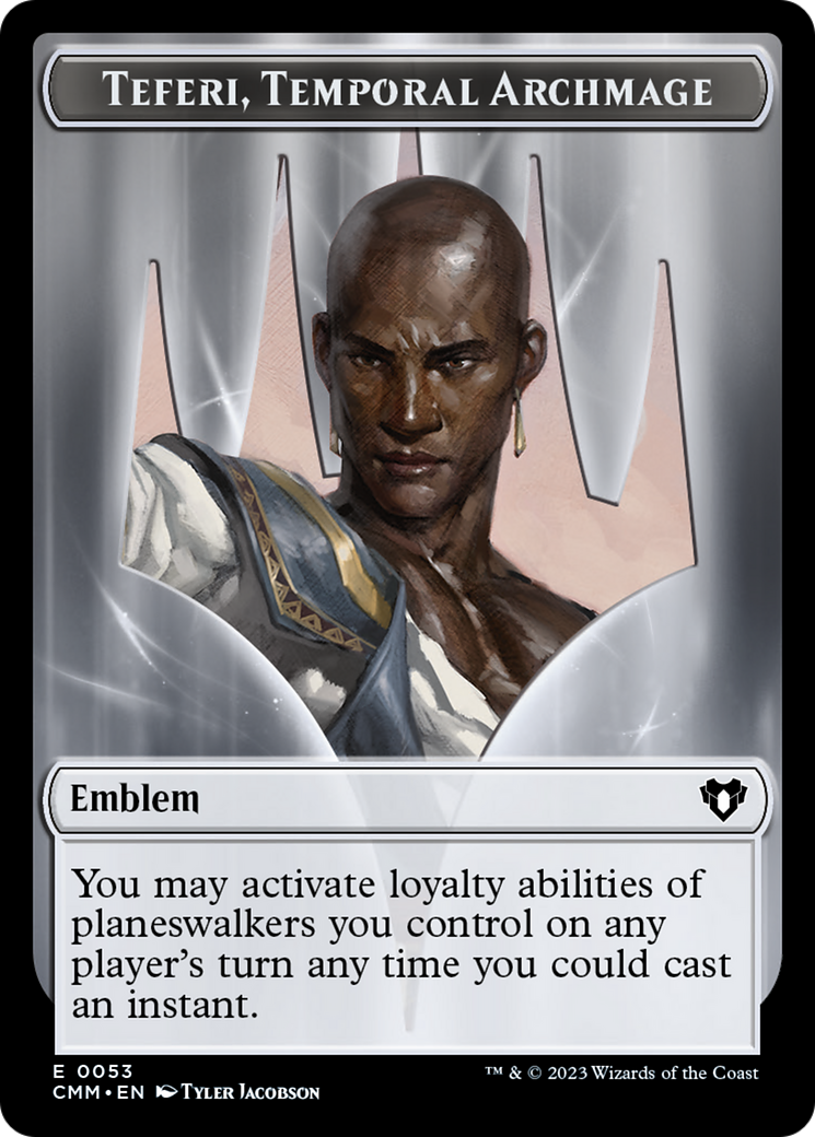 Clue // Emblem - Teferi, Temporal Archmage Double-Sided Token [Commander Masters Tokens] | Arkham Games and Comics