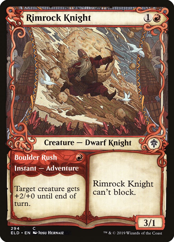 Rimrock Knight // Boulder Rush (Showcase) [Throne of Eldraine] | Arkham Games and Comics