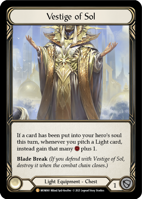 Vestige of Sol [MON060-CF] (Monarch)  1st Edition Cold Foil | Arkham Games and Comics